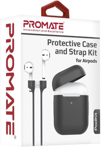 Чехол для наушников Promate PodKit для Apple AirPods black (podkit.black) 