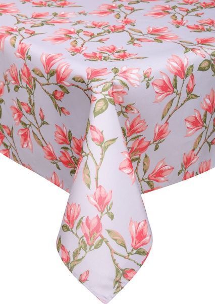 Скатерть Цветы 140x180 см серый с розовым Luna 