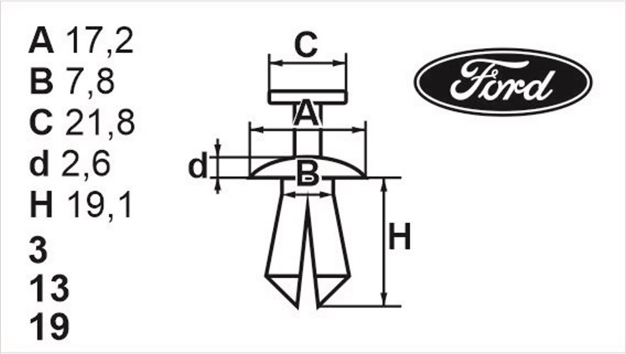 Клипса нажимная наружная универсальная Romix (60118)