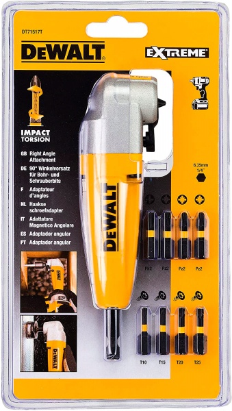 Насадка угловая DeWalt с торсионными битами EXTREME IMPACT 9 шт. DT71517T