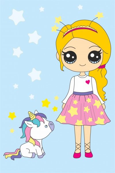 Раскраска по контурам Звездная девочка 20х30 см Rosa Kids 