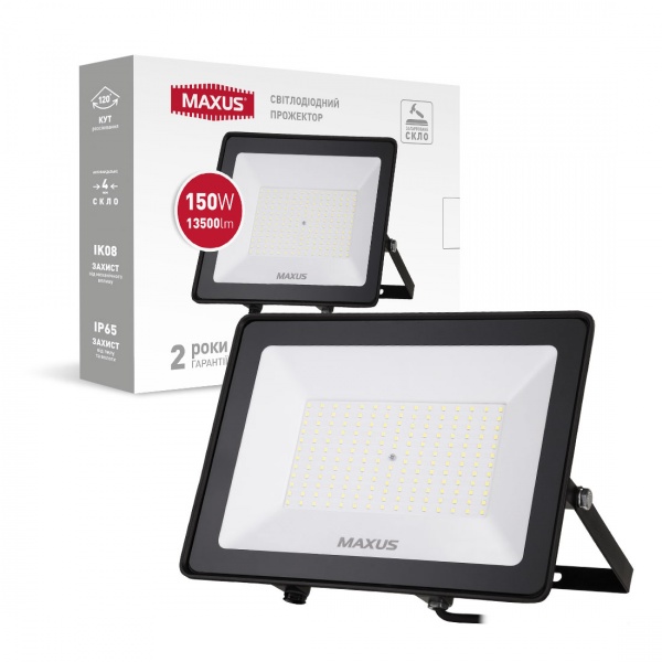 Прожектор светодиодный Maxus 150 Вт IP65 черный 1-MFL-04-15050 