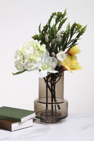 Ваза скляна Wrzesniak Glassworks Колба 25 см топаз 