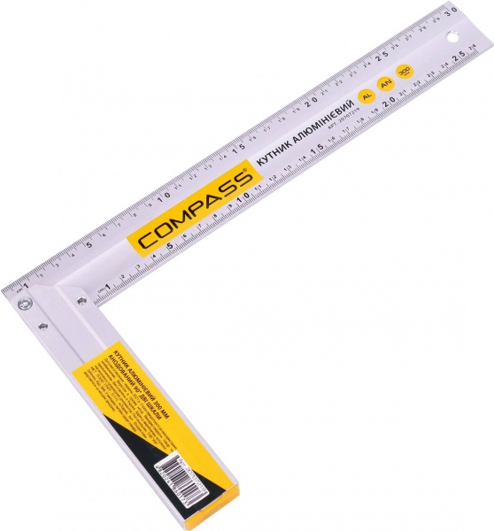 Угольник Compass 300 мм анодированный 90 две шкалы К-300