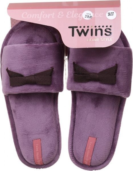 Тапки домашние Twins HS-VL велюровые с бантом р. 36 - 37 лиловый 