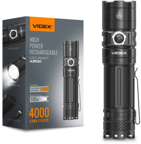 Фонарик Videx портативный светодиодный VLF-A355C черный