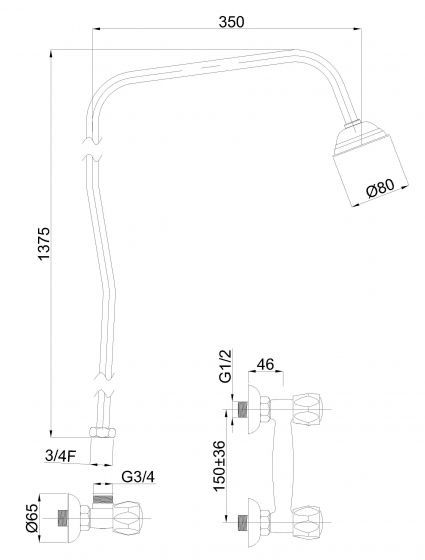 Душевая система Rubineta R-5 Globo R50062