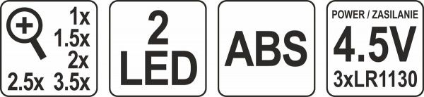 Лупа налобная YATO с подсветкой YT-73842