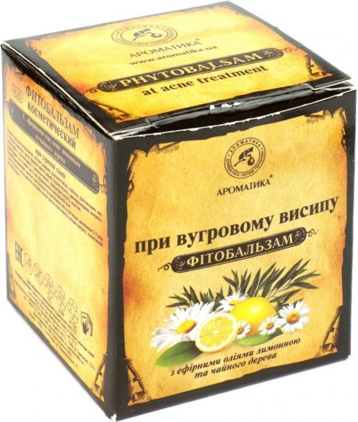 Фитобальзам косметический при угревой сыпи с эфирным маслом лимонного и чайного дерева Ароматика 50 г