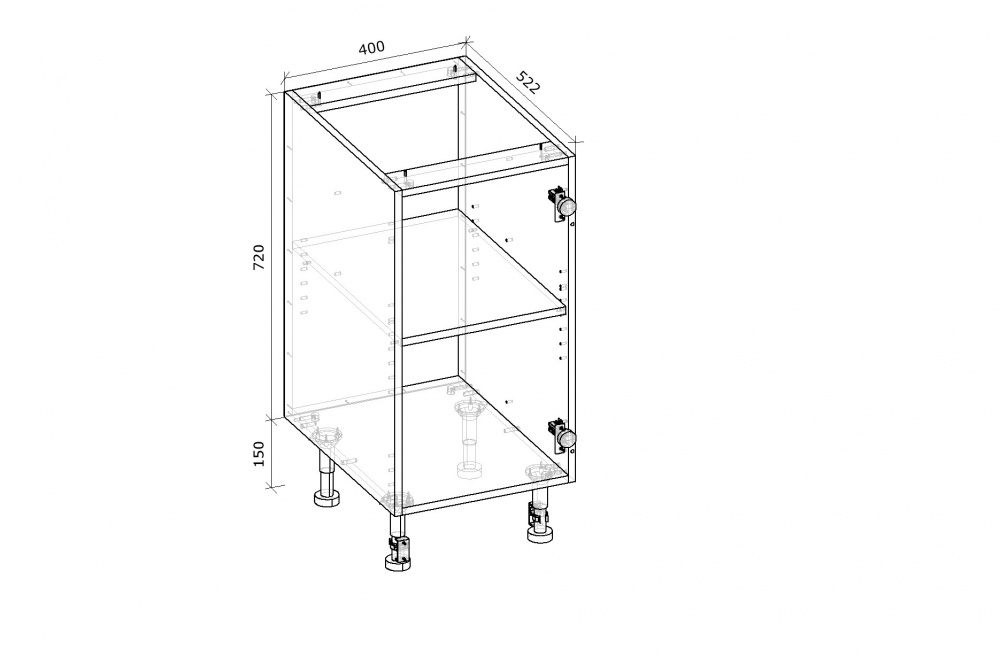 Тумба нижняя Грейд Оптимум 400x870x522 мм дуб артизан