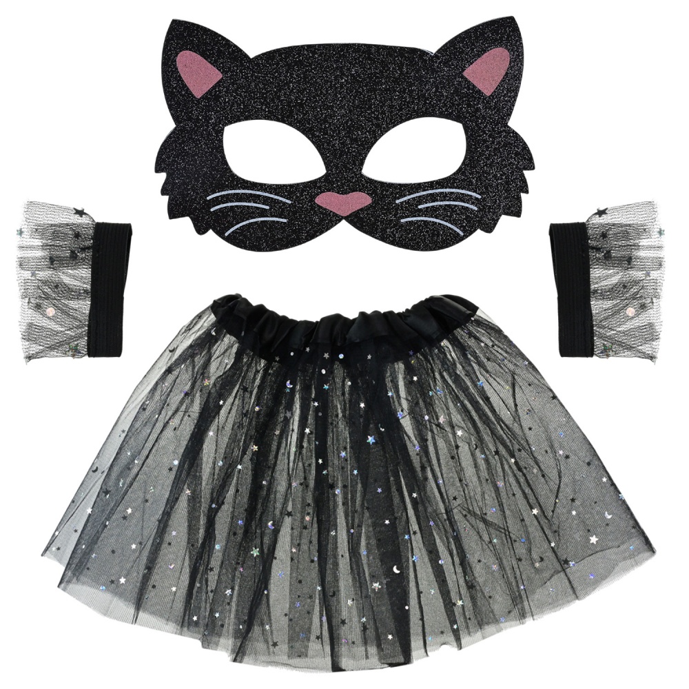 Костюм дитячий карнавальний Shantou (спідниця, маска, браслети) чорний E2514-1