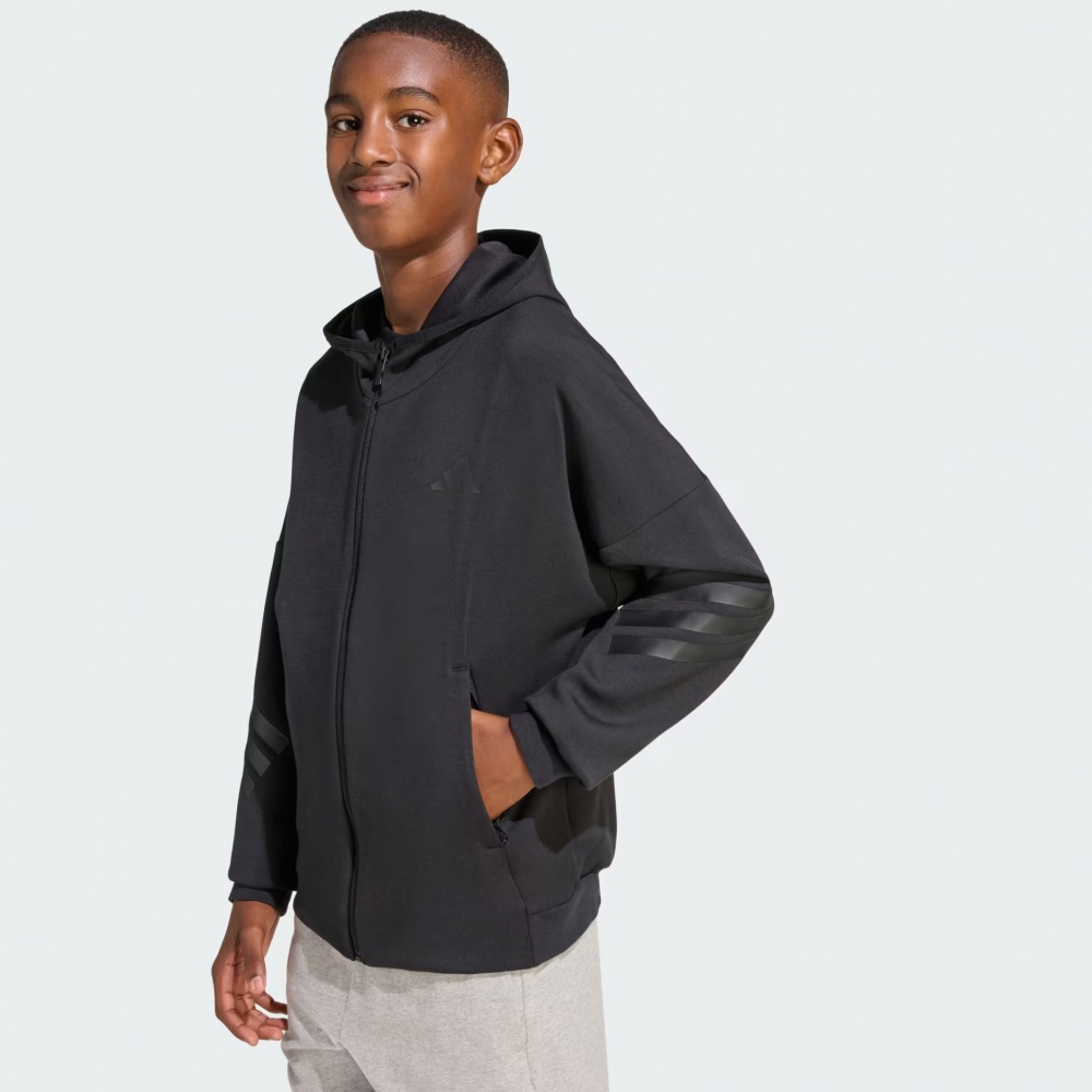 Джемпер Adidas J FI 3S FZ HD BLACK/BLACK KS2577 р.164 черный