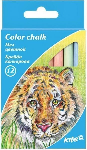 Крейда кольорова Животные, 12 шт. KITE