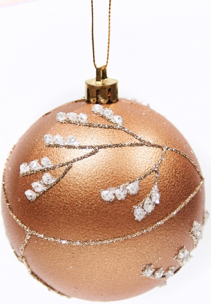 Шар новогодний Веточки 100 мм оранжевый 7732