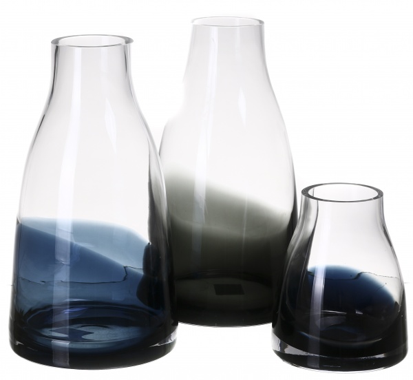 Ваза скляна Wrzesniak Glassworks Яншо 34 см темно-синя 