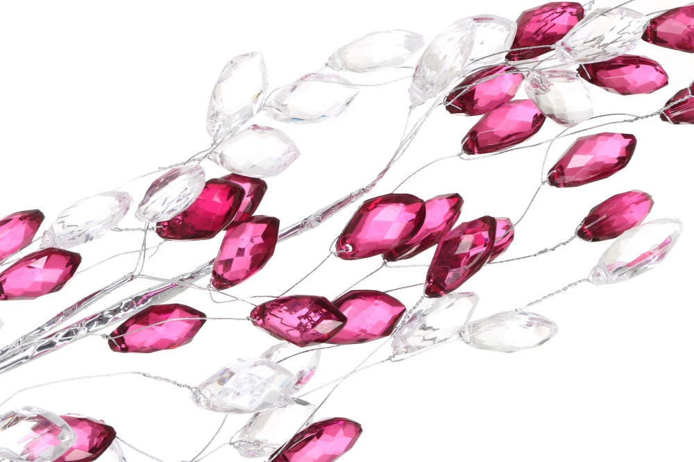 Декорація новорічна гілка спадаюча з кристальними листками 53 см EYC20980