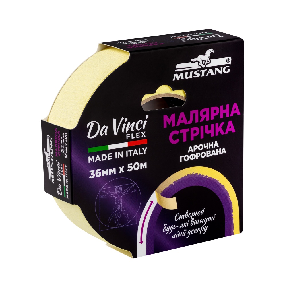 Лента малярная Mustang Da Vinci FLEX арочная гофрированная 36 мм x 50 м