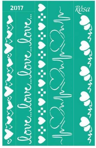 Трафарет многоразовый самоклеящий Бордюрный № 2017 Love GPТ50083147 130х200 мм Rosa Talent