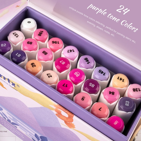 Набор маркеров Arrtx спиртовых Alp ASM-02PL 24 цвета фиолетовые оттенки LC302239 