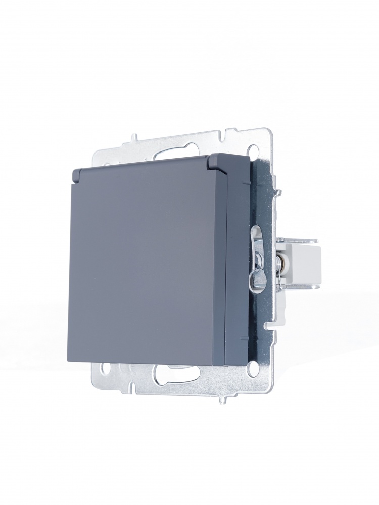 Розетка с крышкой бытовая с заземлением Lezard Vesna шефилд грей 742-3488-123B