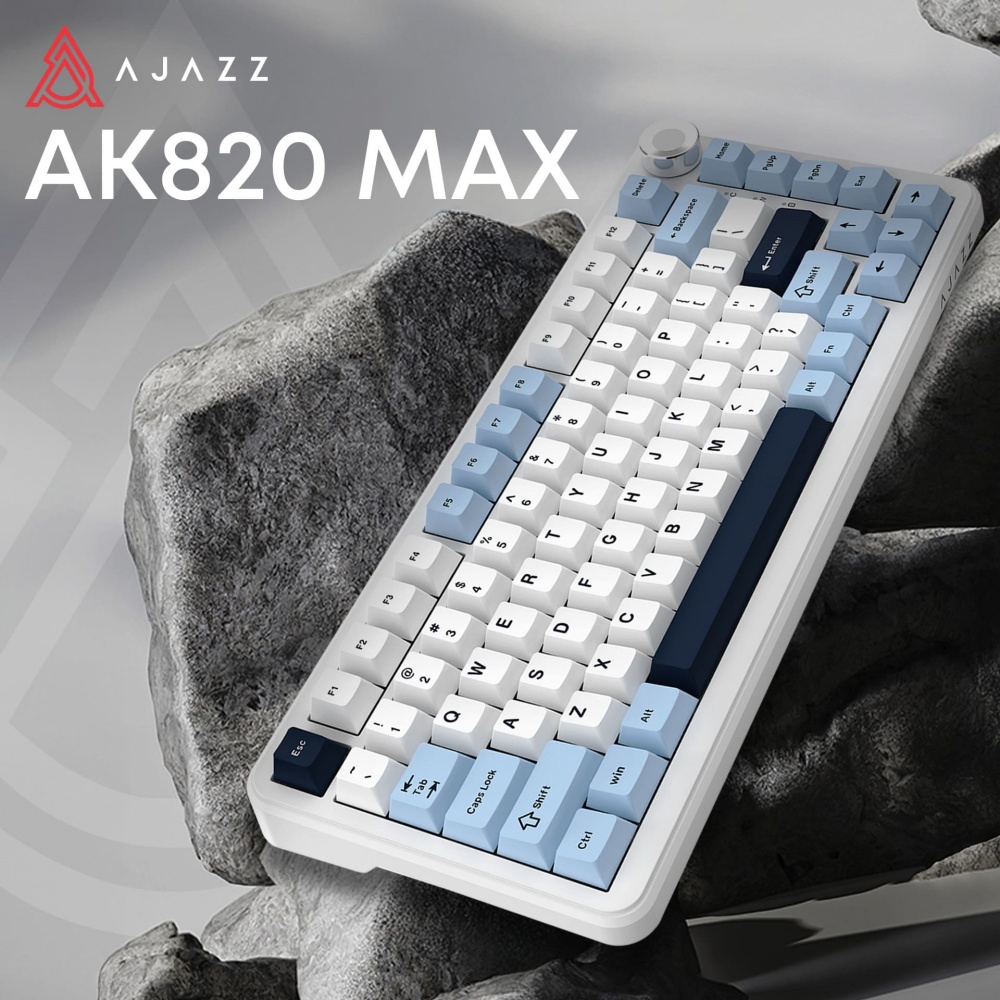 Клавіатура бездротова Ajazz MAX PLUS -Daydream Switch-Blue-White-Dark Blue-3 model-with screen- RGB (AK820MAX-DD-BWD) whi