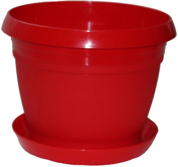 Горщик Оранжерея «Перлина» з підставкою круглий 1,8л червоний 