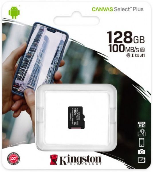 Карта пам'яті Kingston microSDXC 128 ГБ Class 10 (SDCS2/128GBSP) Canvas Select Plus 