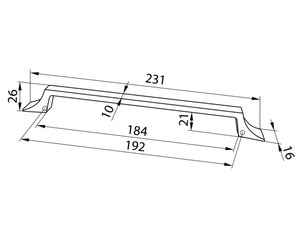 Меблева ручка накладна DC DL 41/192 G2 192 мм хром