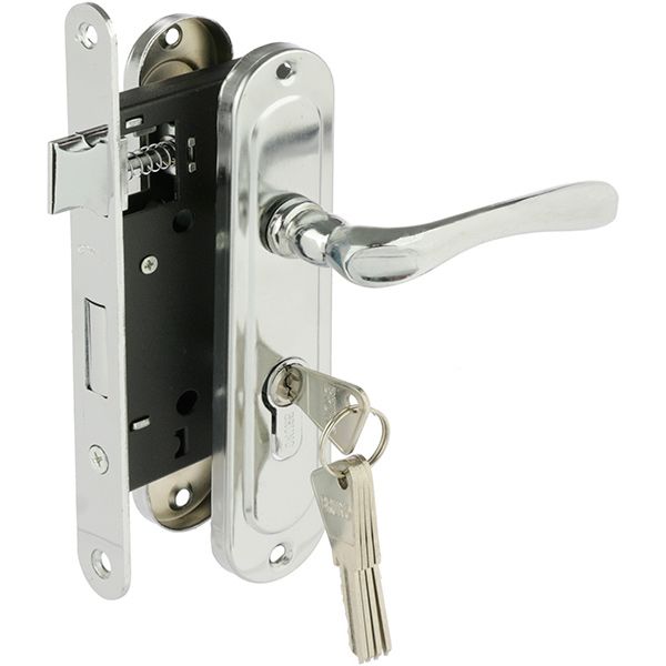 Замок врізний з ручками Bruno 528 PZ 55 мм хром