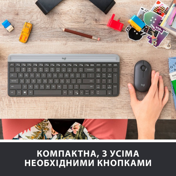 Комплект клавіатура та миша Logitech MK470 Slim Wireless Keyboard and Mouse Combo Graphite (L920-009204) 