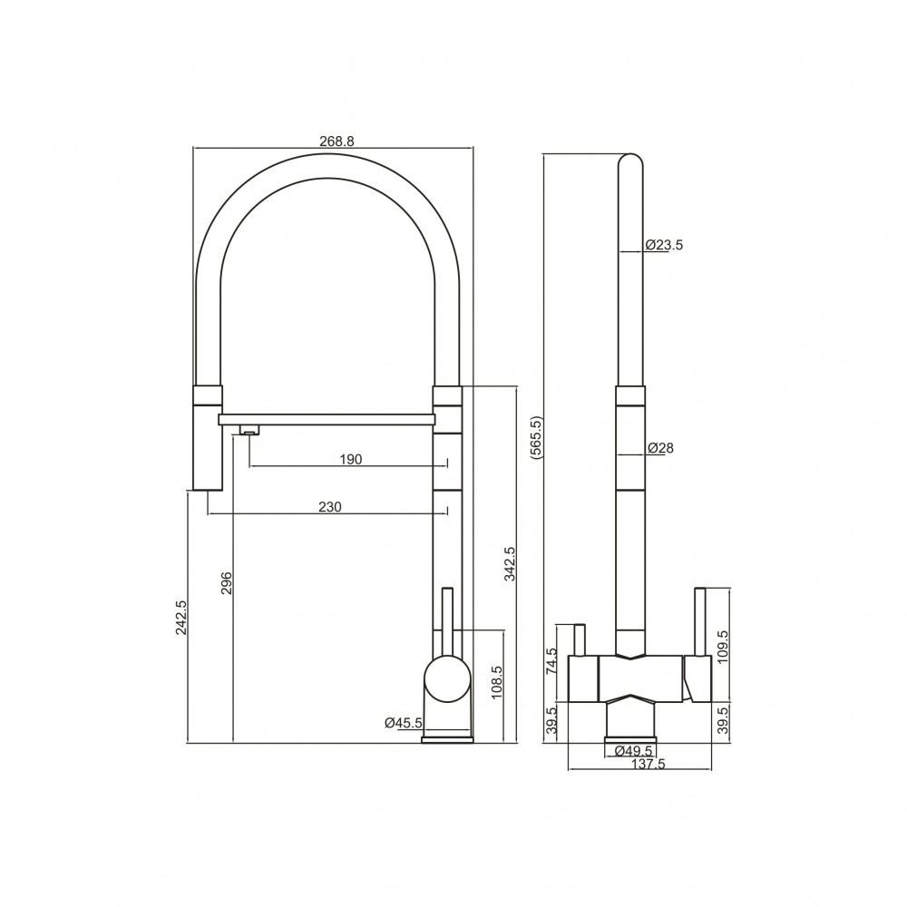 Смеситель для кухни FADO S.r.l MIX01601C с подключением к фильтру Crater