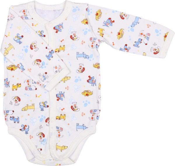 Полукомбинезон для девочки Татошка Собаки р.56 белый с принтом 14651глсбк 