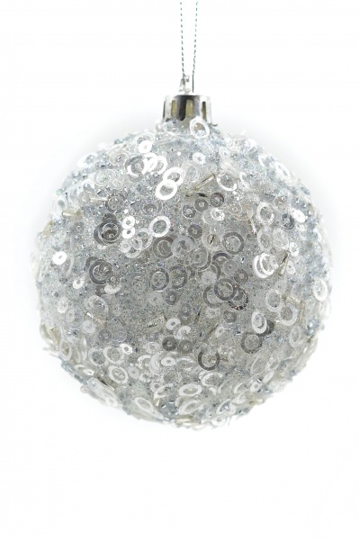 Куля новорічна Феєрверк 100 мм білий 8470