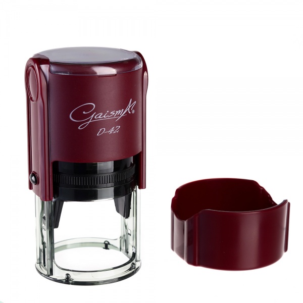 Оснастка для круглої печатки D-42 бордовий з кришкою GAISMA