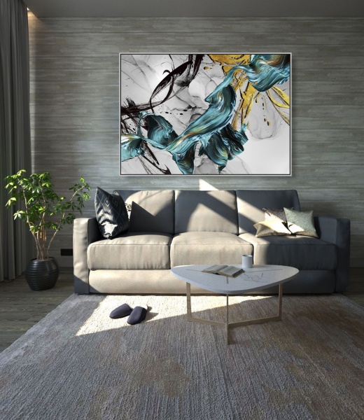 Картина на холсте Зеленое и белое 55x80 см ТЕРРАВОЛ 