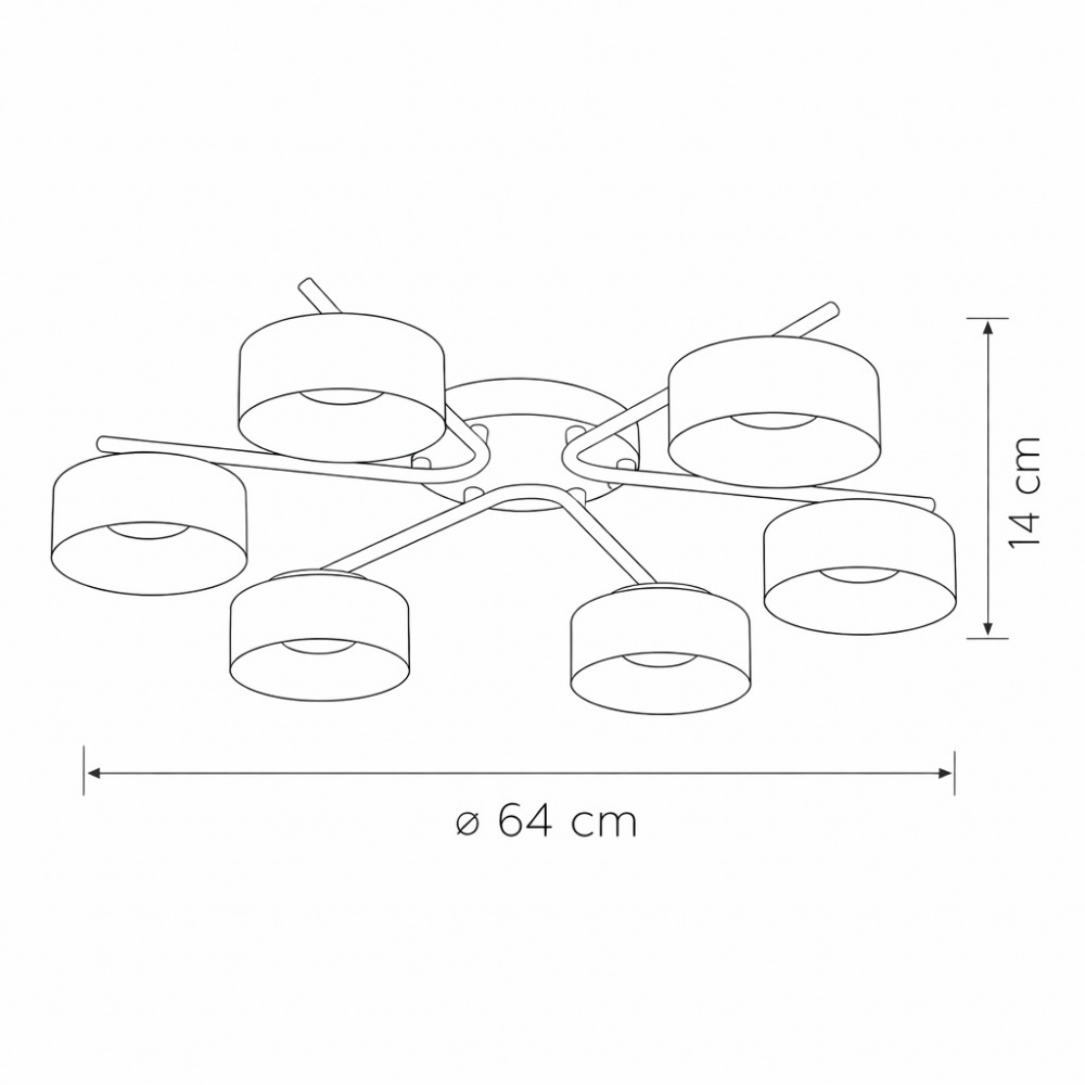 Люстра стельова LIGHT SET DUSHA MS228 6x12 Вт GX53 чорний/димчатий