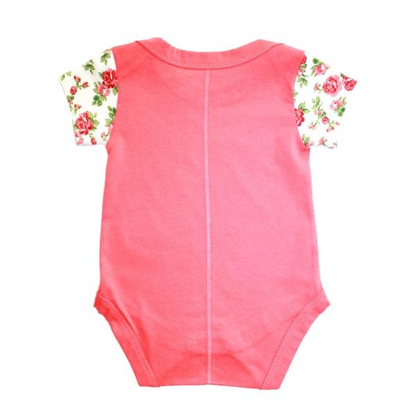 Боди детское Lucky tots р.68 коралловый/с цветочками 3Л 