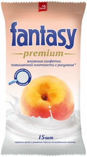 Влажные салфетки Fantasy Персик и миндальное молочко 15 шт.