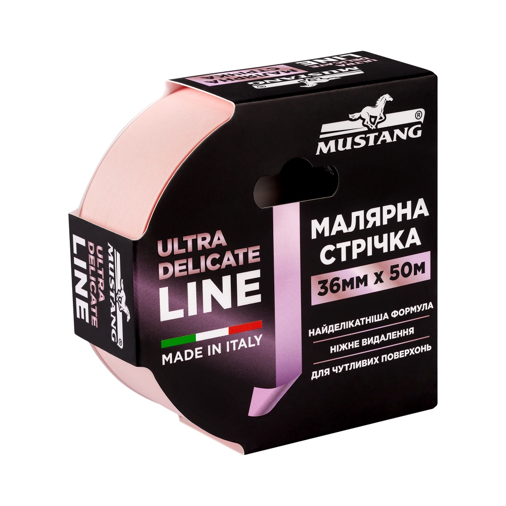 Стрічка малярна Mustang ULTRA DELICATE LINE рисова рожева 36 мм x 50 м