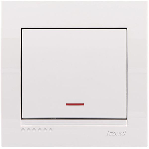Вимикач одноклавішний Lezard Deriy з підсвіткою 10 А 250В IP20 білий