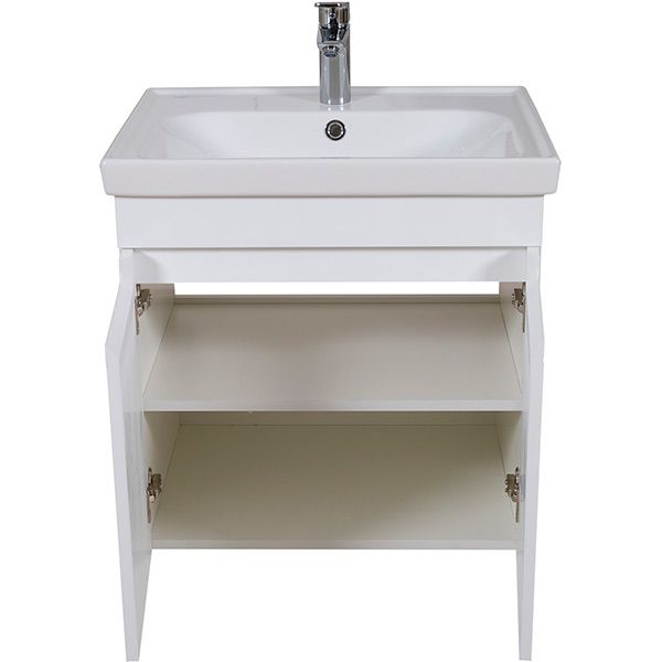 Тумба подвесная Aqua Rodos Омега с умывальником Frame 60 см белая