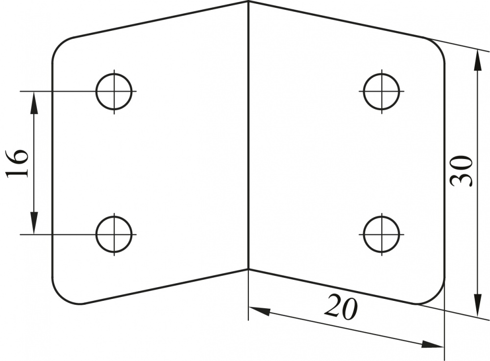 Уголок монтажный металлический 20х20 мм упаковка 10 шт. DC