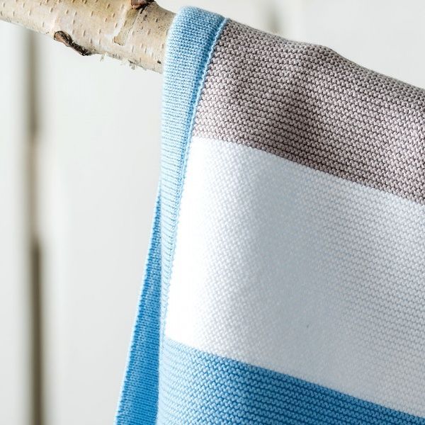 Плед IDEIA вязаный Малыш + шапочка 70х90 см голубой 8000029909 