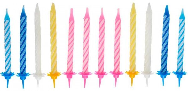 Свечи для торта Eventa МИКС с подставками 24 шт.