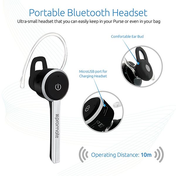 Bluetooth-гарнітура Promate Ace Black
