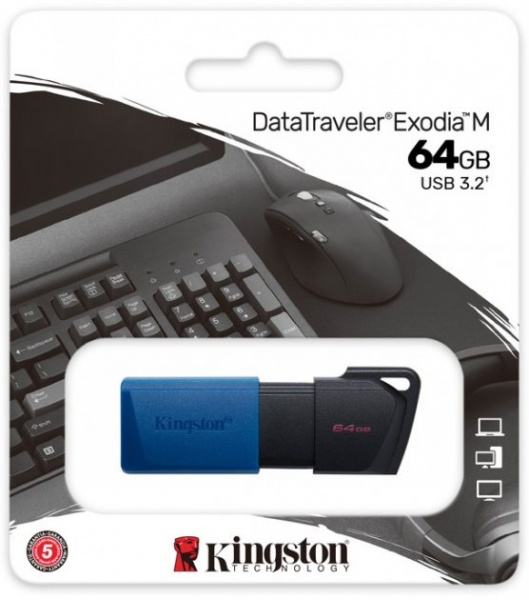 Флешпам'ять Kingston DataTraveler Exodia 64 ГБ USB 3.2 black/blue (DTXM/64GB) 