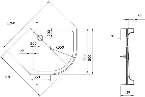 Поддон акриловый Ravak Merida 90 Silim XАU0000030