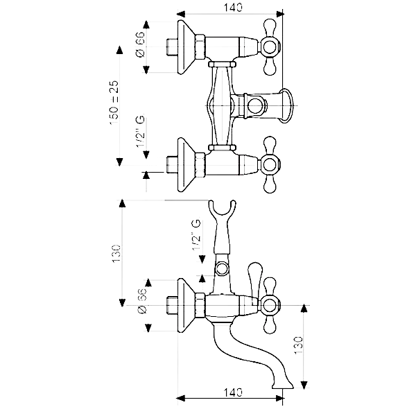 Смеситель для ванны Emmevi Rubinetterie Deco BR12011