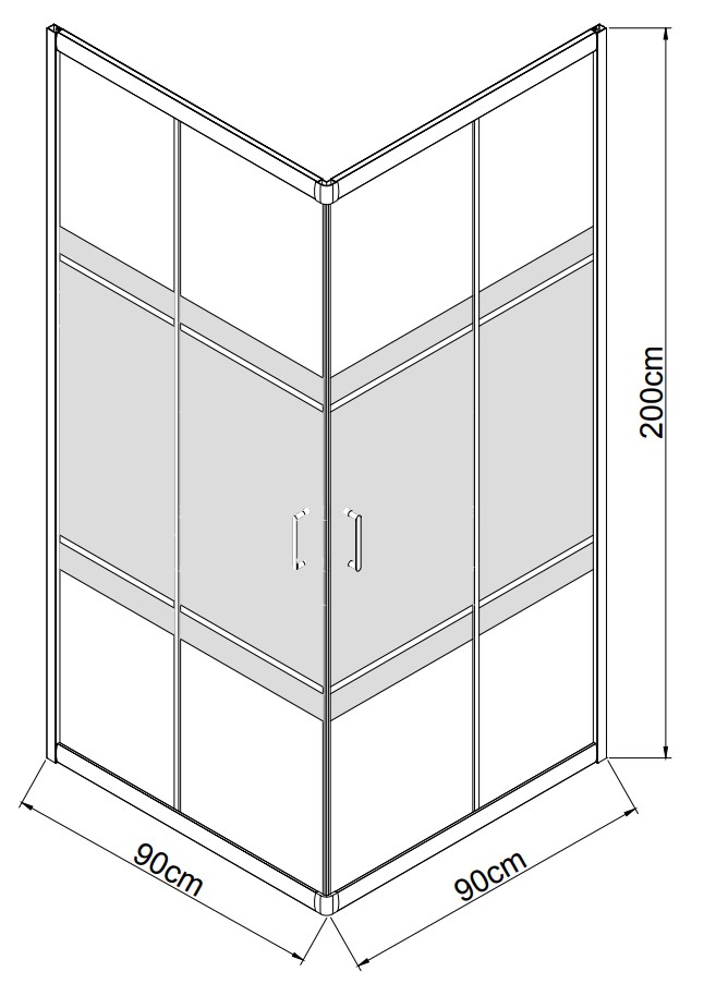 Душевое ограждение EGO квадрат. раздиж. EGOIST 90х90х200 см, стекло проз+ зерк 6мм, проф хром алюм