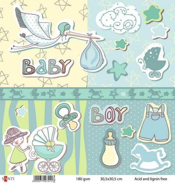 Папір для скрапбукінгу №4, 5шт/уп. 30.5х30.5 см 180 г/м² 